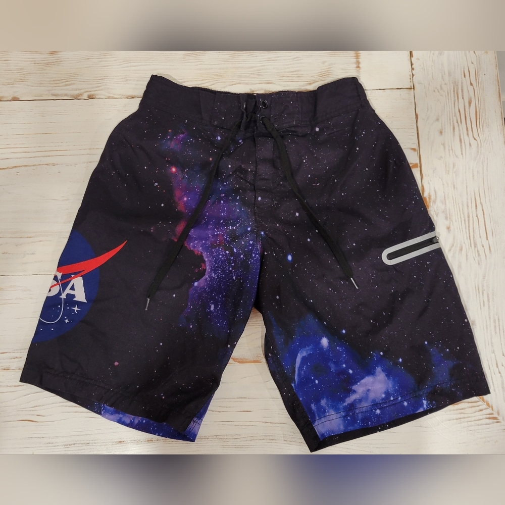 Men's outer space themed swim trunks